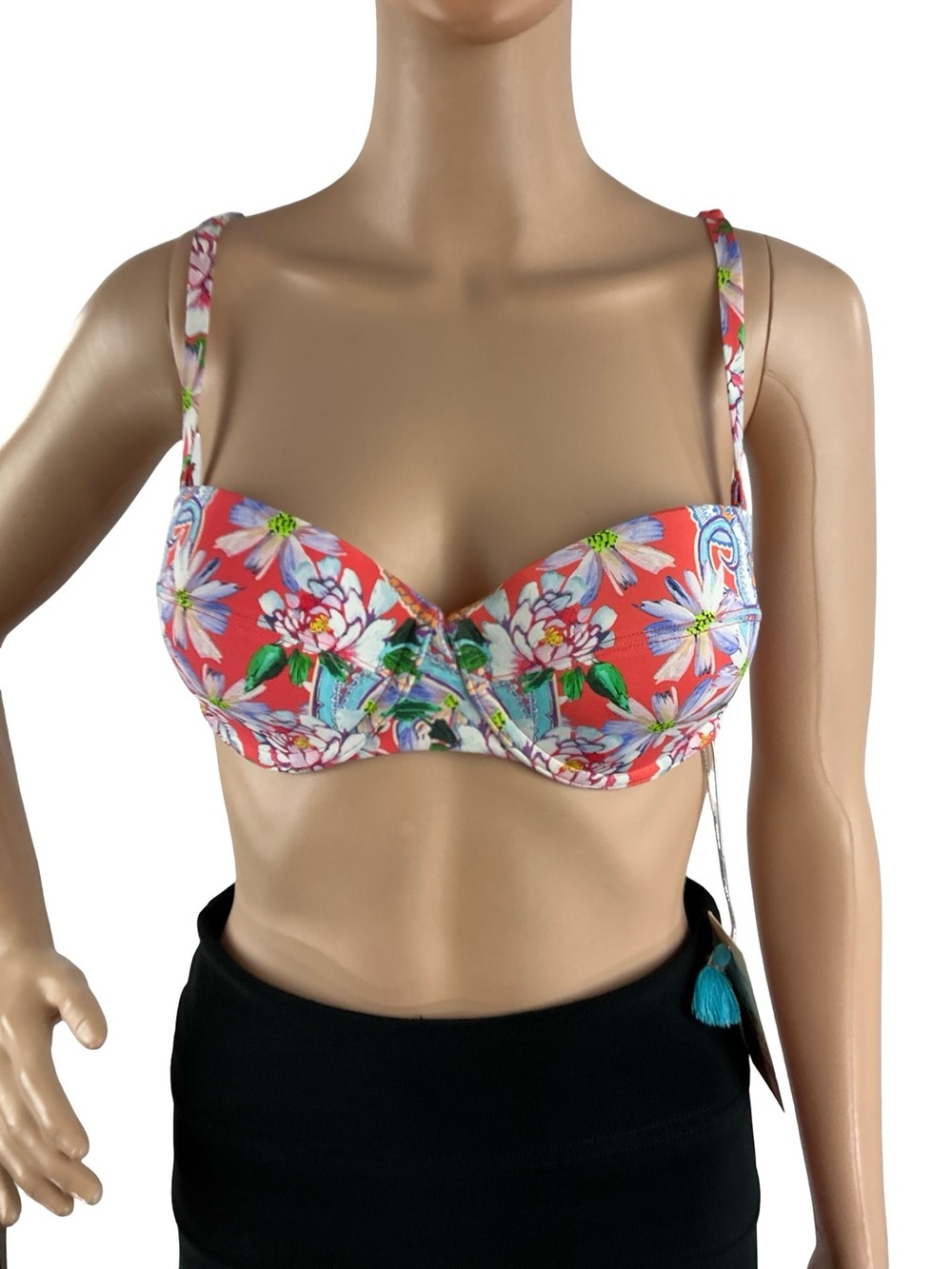 Johnny Was Drew Structured Floral Bikini Swim Top Multicolor Size S